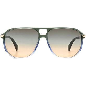 Rag & Bone 58mm Rectangular Sunglasses in Green Black/Brown Blue at Nordstrom Rack