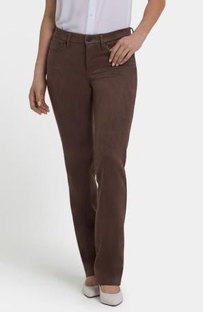 NYDJ Marilyn Straight Leg Faux Suede Pants in Coffee Bean at Nordstrom Rack, Size 14