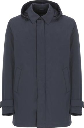 Herno Blauwe Donsjas met Afneembare Capuchon - Heren - Gewatteerde jassen - Blauw - L - Jassen