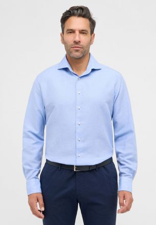 Eterna Langarmhemd ETERNA MODERN FIT, Herren, Gr. 40, Normalgr&ouml;ssen, blau (azurblau), Twill, 59% cotton, 41% Leinen, tailliert, Manschette, Hemden Langarmhem