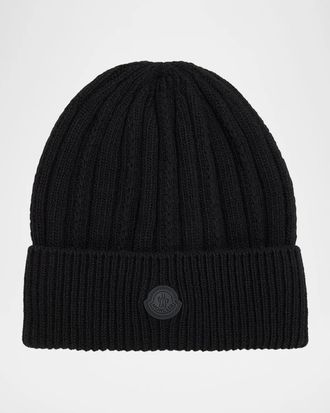 Moncler Rib-Knit Wool Beanie