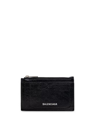 Balenciaga Portacarte in pelle pieno fiore - Nero