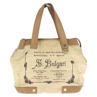 Bulgari Beige Brown Pvc Leather Handbag Tote Bag (Pre-Owned)