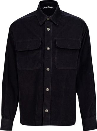 Palm Angels Classic Logo Cord Overshirt - Heren - Zomerjassen - Zwart - L - Katoen - Jassen