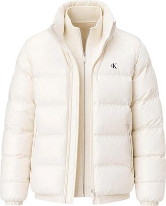 Calvin Klein Jeans Relaxed Nylon Puffer Jacket - Heren - Winterjassen - Wit - S - Nylon - Jassen