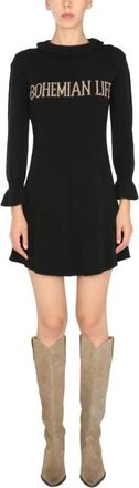 Alberta Ferretti High-Neck Mini Dress With Ruffled Details
