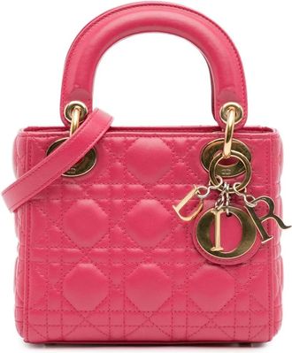 Dior Borsa a tracolla Lady Dior mini in pelle di agnello con motivo Cannage 2013 - Rosa
