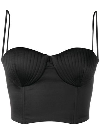 Bevza Top crop con scollo a cuore - Nero