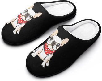 Generic Cute Chubby Dog Cotton Slipper for Women Indoor Outdoor House Shoes Anti-Skid Slippers with Rubber Sole