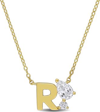 Mimi & Max 3/4ct TGW Created White Sapphire Q Initial Necklace Yellow Plated Sterling Silver
