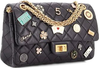 Chanel Borsa a spalla Lucky Charms Reissue 2.55 in pelle di vitello trapuntata con battente - Nero