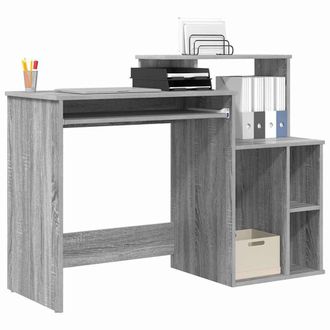 Berkfield Home Modern Desk with Storage Grey Sonoma 120.5x44x88.5 cm Engineered Wood