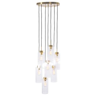 QAZQA Qazqa Art D&eacute;co L&aacute;mpara Colgante Art Deco Dorada Con Cristal 7 Luces - Laura Vidrio /acero Redonda Adecuado Para Led Max. 7 X 40 Watt