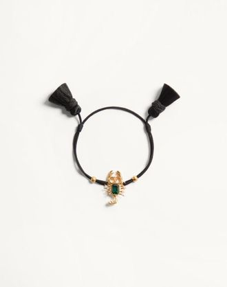 Valentino Garavani Bracciale Gardienne In Metallo, Cristallo E Corda Con Nappine Donna ANTIQUE BRASS/NERO UNI