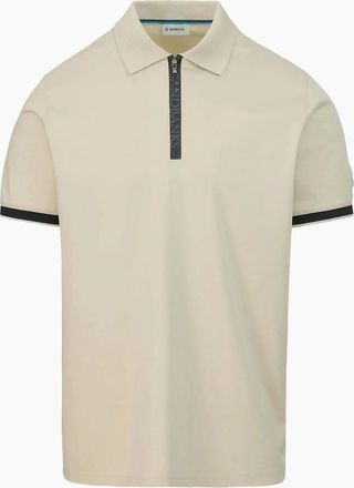 Sandbanks Mens SANDBANKS SILICONE ZIP POLO STONE - Cream - Size: 42