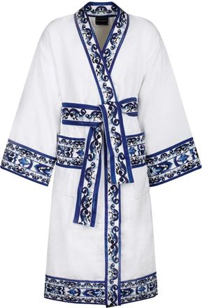 Dolce & Gabbana Barocco Logo Print Signature Badjas - Dames - Badjassen - Wit - S - Katoen - Nachtkleding