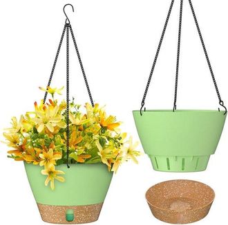 OEM Maceta Colgante De 25 Cm, Maceta Con Indicador De Nivel De Agua, Con Plato Extra&iacute;ble, Apta Para Plantas De Interior Y Exterior (verde)