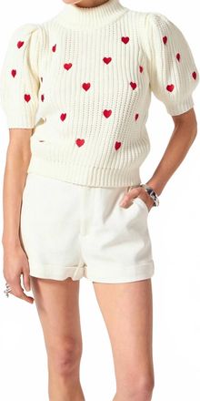 English Factory Lucy Embroidered Heart Sweater In Off White / Red