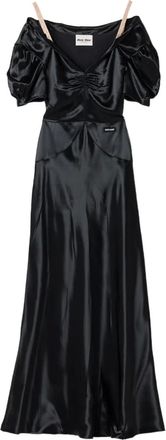 Miu Miu Maxi-jurk met satijnen-effect - Zwart