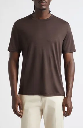 Herno Solid Wool Jersey Crewneck T-Shirt in 8800 Chocolate Brown at Nordstrom, Size Xx-Large