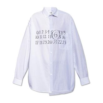 Maison Margiela Casual Shirts, male, Blue, Size: L Shirt with Stripe Pattern