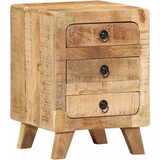 vidaXL Comodino 37x32x50 cm in Legno Massello di Mango Grezzo - Vidaxl
