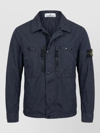 Stone Island overshirt jacket point collar zip pockets