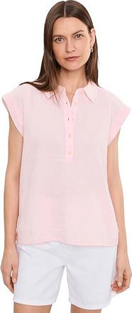 Mod-o-doc Gauze Sleeveless Henley Shirt Womens Clothing Rosewater : LG (US 12-14), Cotton