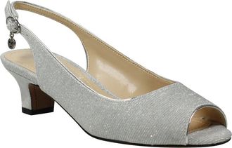 J. Rene&eacute; Jenvey Slingback Sandal in Silver Fabric at Nordstrom, Size 10.5