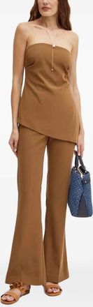 Bardot Blusa asimmetrica senza spalline - Marrone