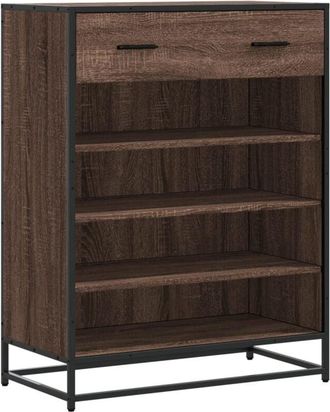 vidaXL Vidaxl - Shoe Cabinet Brown Oak 75x38x97.5 cm Engineered Wood and Metal