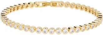 Nordstrom Cubic Zirconia Bezel Tennis Bracelet in Clear- Gold at Nordstrom