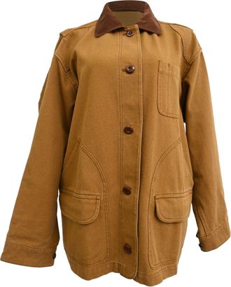 D&ocirc;en Pascual Button-Down Jacket with Pockets in Brown Cotton