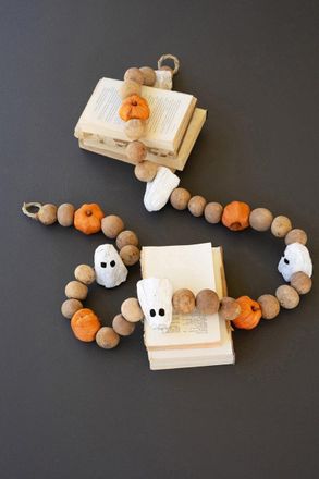 Kalalou Gourd Ghost Pumpkin Garland 72 Inches