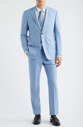 Emporio Armani Light Blue M&eacute;lange Wool & Silk Blend Suit at Nordstrom, Size 38 Us