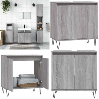 vidaXL Mobile da Bagno Grigio Sonoma 58x33x60 cm in Legno Multistrato - Mobile in legno - Mobile da bagno grigio