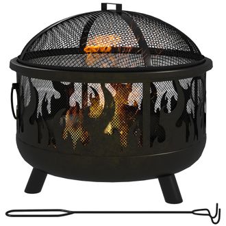 OUTSUNNY 61.5cm 2-In-1 Outdoor Fire Pit & Firewood BBQ Garden Cooker Heater | TJ Hughes