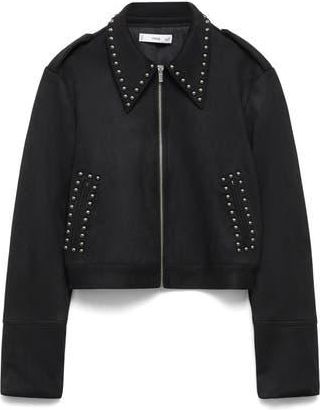 Mango Studded Jacket in Black at Nordstrom Rack, Size Large