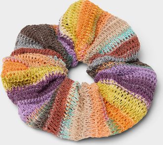Simons Womens Colourful stripe crochet scrunchie
