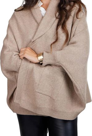 Saachi Open Front Oversized Cardigan Sweater In Beige