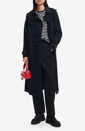 Desigual Vilma Cotton Twill Trench Coat in Blue at Nordstrom, Size X-Large