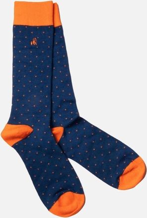Swole Panda Mens SPOTTED ORANGE SOCKS - Navy - Size: 7/8.5/8/7.5/9/9.5/10/10.5/11