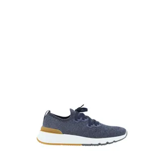 Brunello Cucinelli Blue Cotton Athletic Mens Sneakers