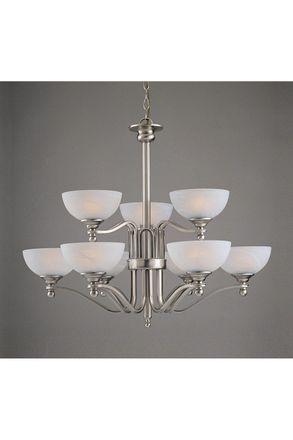 Netlighting Texas 9 Light Satin Nickel White Alabaster in Grey