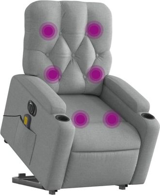 vidaXL Vidaxl - Sill&oacute;n De Masaje El&eacute;ctrico Reclinable Elevable Tela Gris Claro