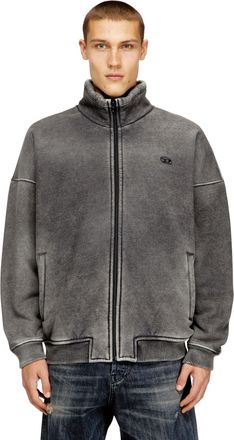 Diesel Teddy-lined zip jacket with denim effect - Jackets - Man - Grey