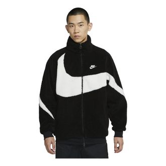 Nike Big Swoosh Reversible Boa Jacket Asia Sizing Black White BQ6546-011