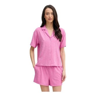 DKNY Dkny, Nachtkleding, Dames, Roze, L, Polyester, Logo-Jacquard Pyjamaset met Twee Delen