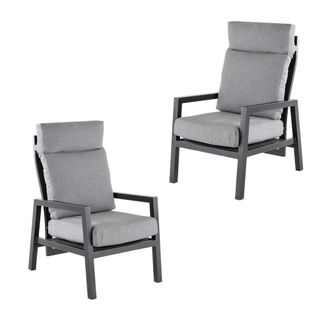 ED&Egrave;N JARD&Iacute; Pack de 2 sillones reclinable aluminio antracita cojines gris