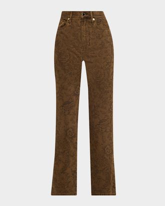 Veronica Beard Dylan Floral Straight-Leg Jeans